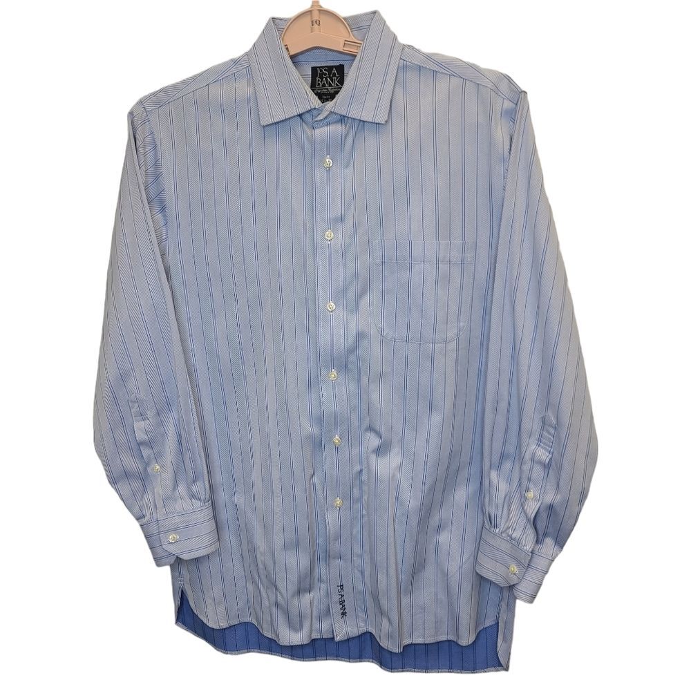 JOS. A. BANK Mens Blue Button Down Long Sleeve Dress Shirt 15.5-32